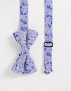 Asos Design Bow Tie In Blue Ditsy Floral