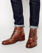 H By Hudson Angus Brogue Boots - Brown
