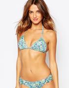 Piha Ditsy Print Triangle Bikini Top - Green