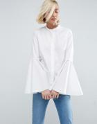 Asos White Shirt With Bell Sleeve - White
