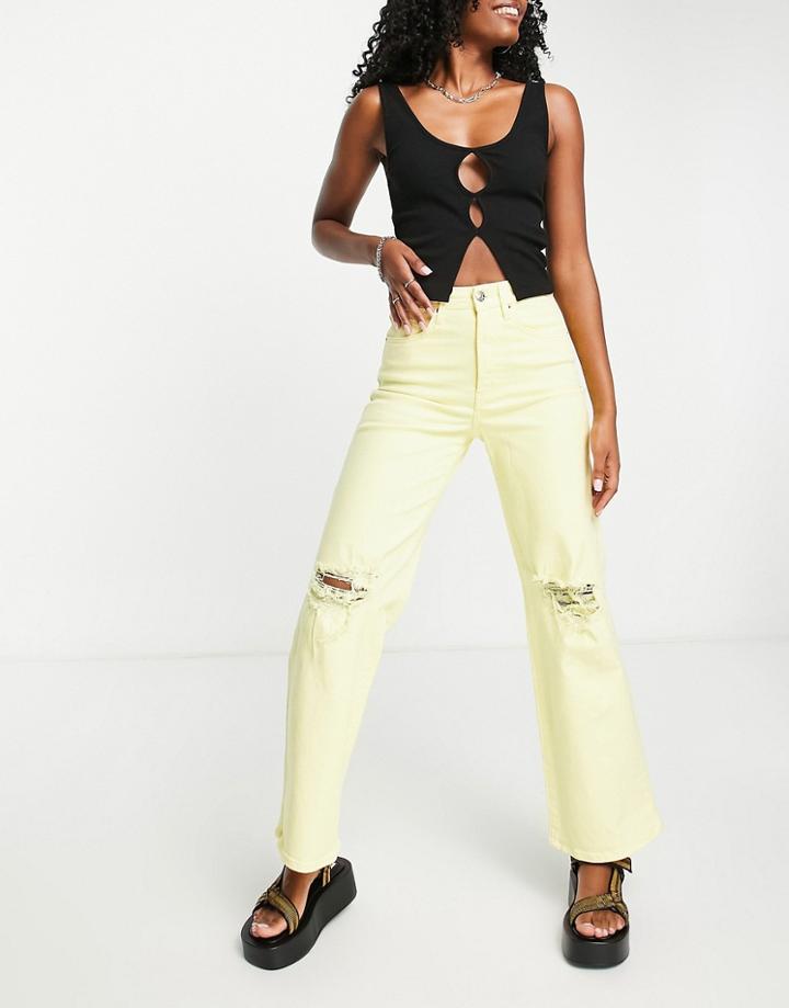 Only Hope Wide Leg Jeans In Lemon-yellow