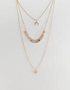 New Look Coin Charm Layered Necklace - Gold