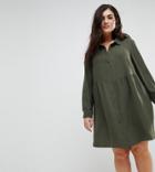 Asos Curve Smock Shirt Mini Dress - Green