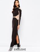 The 8th Sign Paneled Maxi Dress With Mesh Inserts - Allover Black