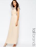 Little Mistress Tall Maxi Dress With Lace Insert - Nude
