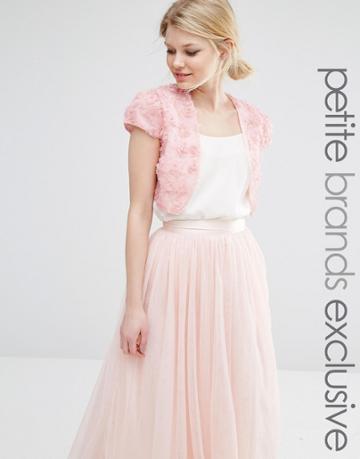 John Zack Petite 3d Floral Bolero - Rose