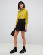 Asos Design Kilt Mini Skirt-black