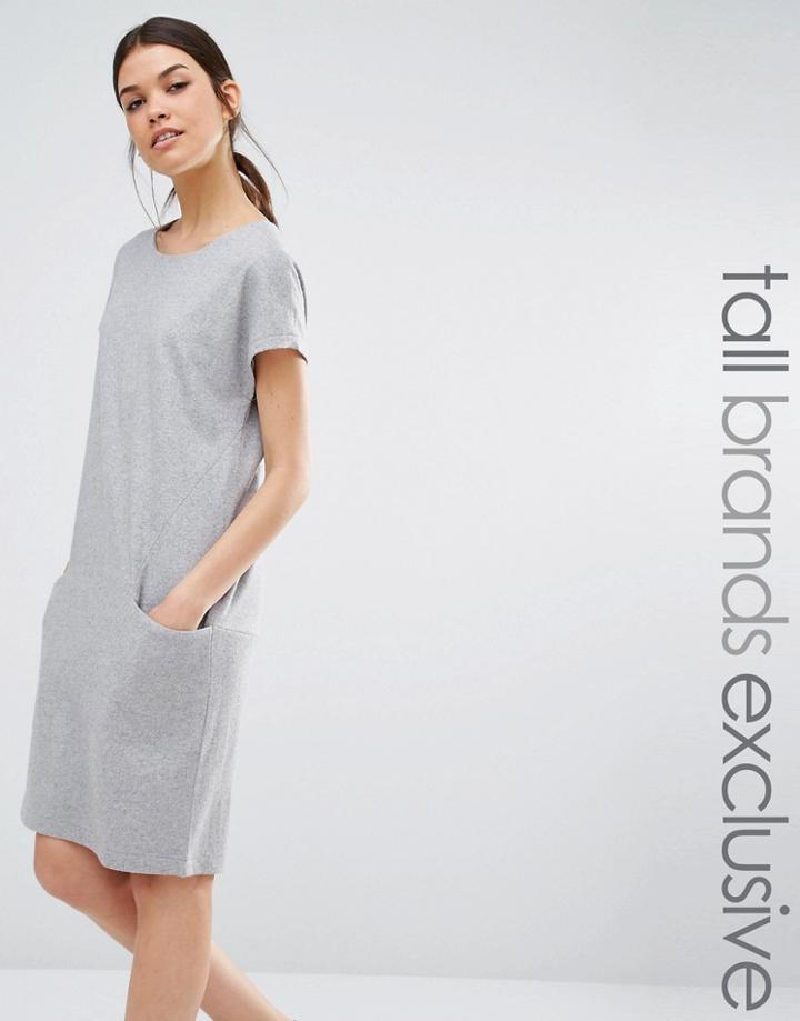 Y.a.s Tall Evita Shift Dress With Pocket Detail - Gray
