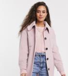 Asos Design Petite Brushed Belted Jacket In Pink