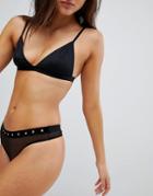 New Look Sheer Studded Knickers - Black