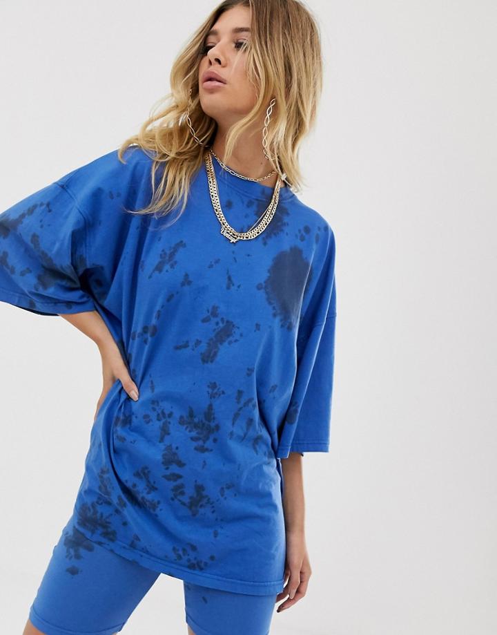 Public Desire Oversized T-shirt In Tie Dye Two-piece-blue