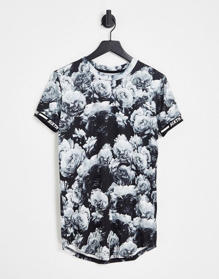Sixth June Skinny Fit Flower T-shirt In White