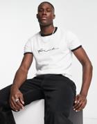 Fcuk Ringer Script Logo T-shirt In White