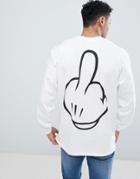 New Love Club Gesture Back Print Long Sleeve Top - White