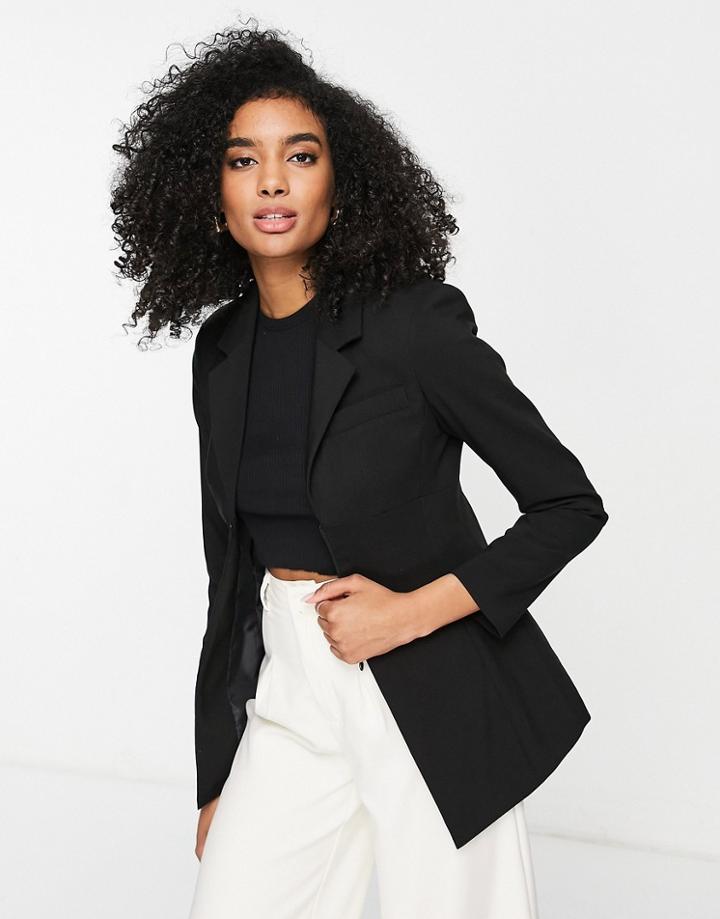 Vero Moda Tailored Waisted Blazer With Zip Front In Black