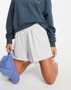 Cotton: On 90's Sweatpants Short In Gray-grey
