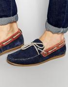 Red Tape Driving Loafers In Blue Suede - Blue