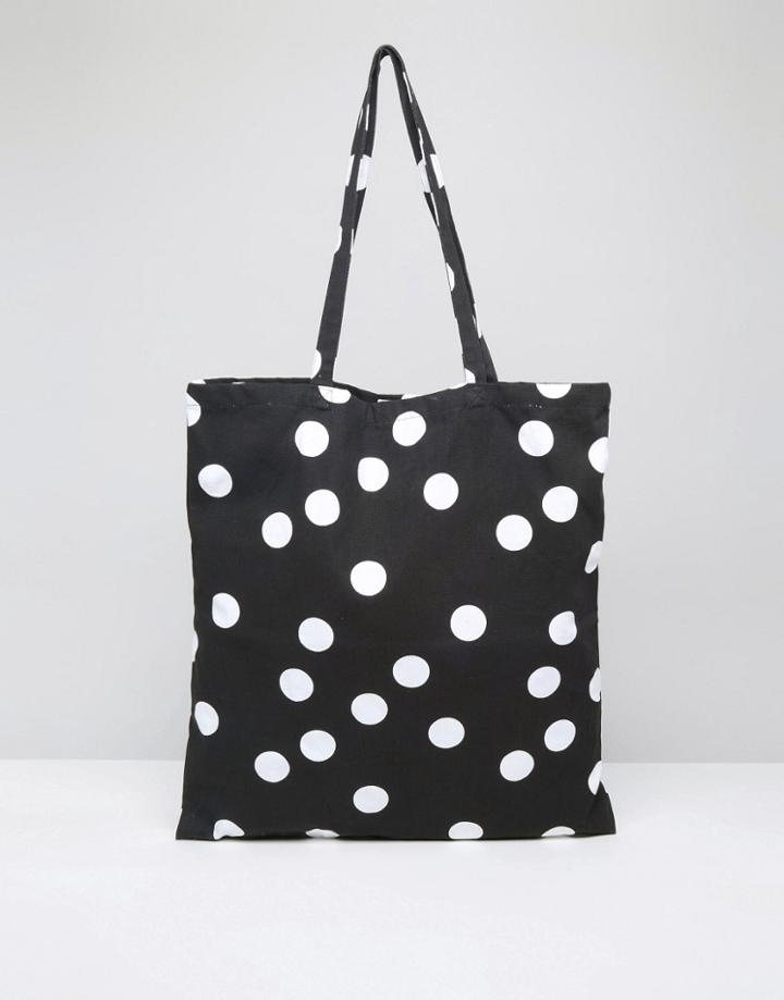 Monki Spotty Tote Bag - Black