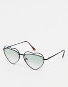 Aj Morgan Heart Sunglasses In Black With Blue Lens