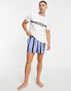 Boss Beachwear Slim Fit Large Logo T-shirt In White