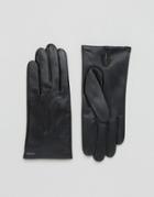 Dents Bath Leather Glove With Cashmere Lining - Black