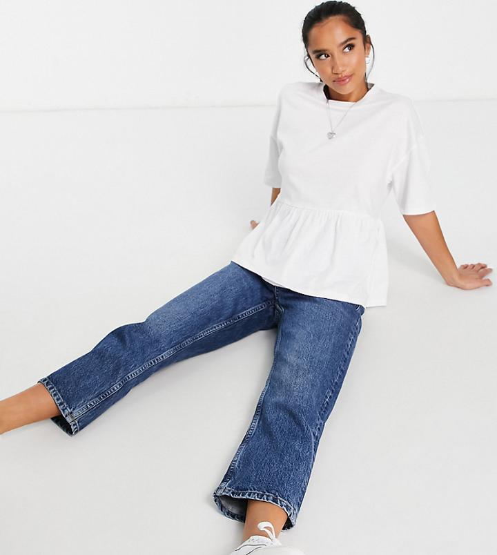 Asos Design Petite Oversized Casual Smock Top In White