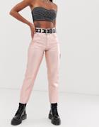 Asos Design Florence Authentic Straight Leg Jeans In Rose Gold Metalic Pink - Pink