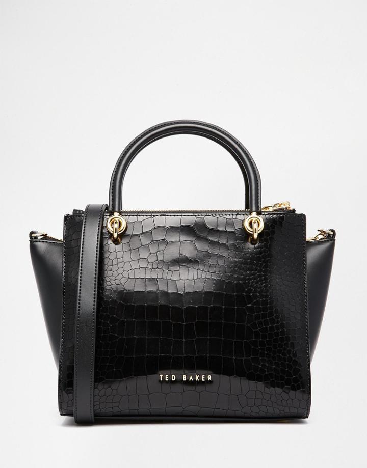 Ted Baker Leather Zip Detail Cross Body Tote Bag - Black