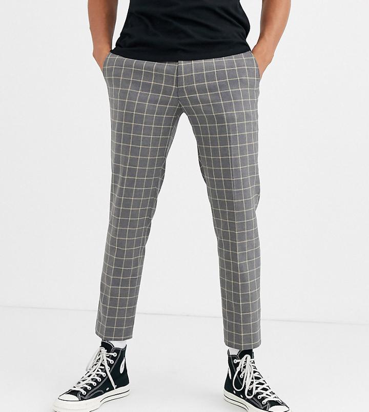 Heart & Dagger Skinny Fit Suit Pants In Gray Grid Check - Gray