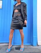 Amy Lynn Satin Mini Skirt In Black - Part Of A Set
