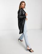 4th & Reckless Oversized Pu Coat In Black