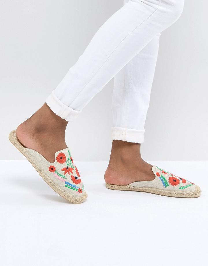 Soludos Beige Ibiza Embroidered Mules - Multi