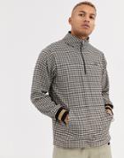 Criminal Damage Pull Over With Half Zip In Check-beige