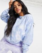 Asos Design Oversized Sweatshirt In Blue Tie Dye-purple