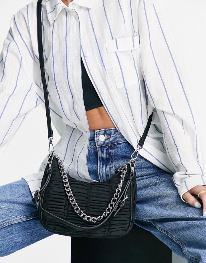 Aldo Love Planet Acera Shoulder Bag With Chain Detail In Black