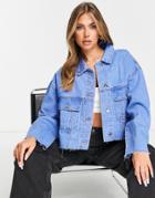 Missguided 90's Denim Jacket With Pleat Back In Blue-blues