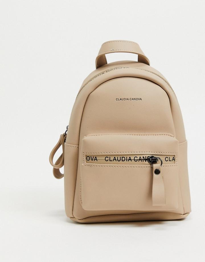 Claudia Canova Mini Logo Backpack In Taupe-neutral