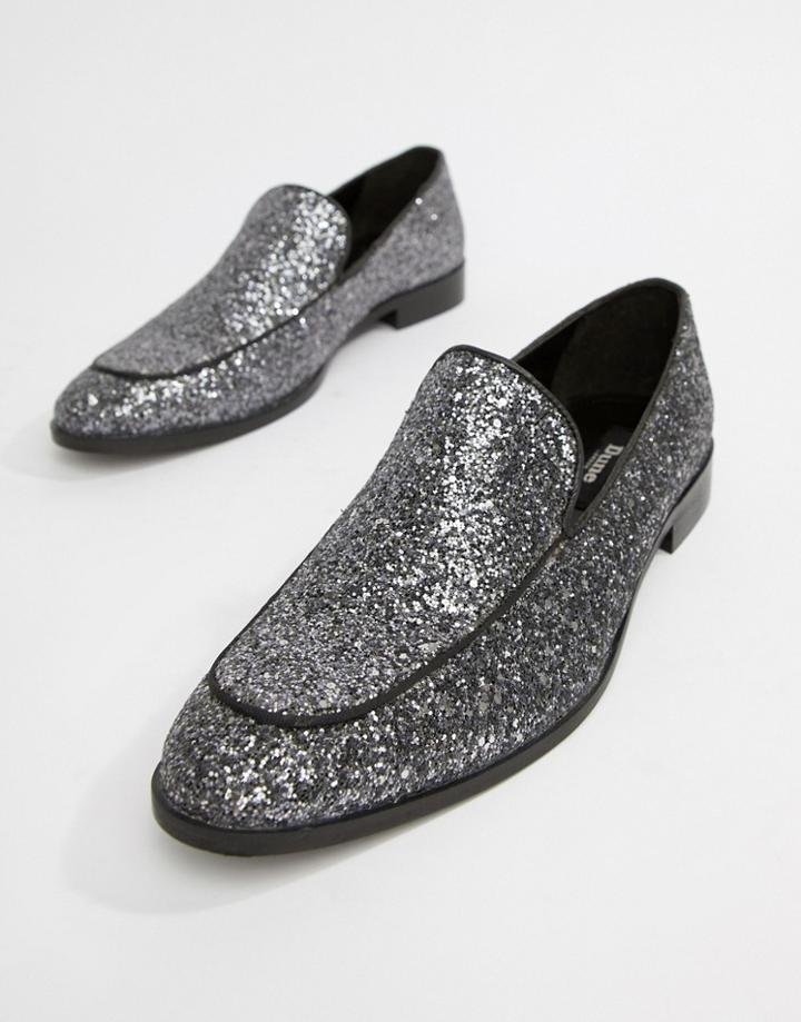 Dune Glitter Loafers - Black