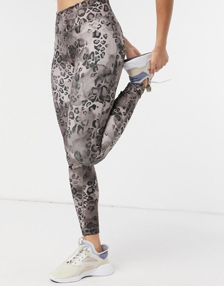 Reebok Training Lux Leggings In Leopard-multi