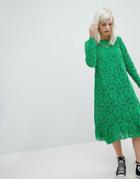 Asos Lace Midi Swing Dress-green