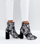 New Look Floral Sequin Embellished Heeled Ankle Boot