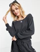 Adidas Originals 80s Aerobics Off-shoulder Sweatshirt In Black