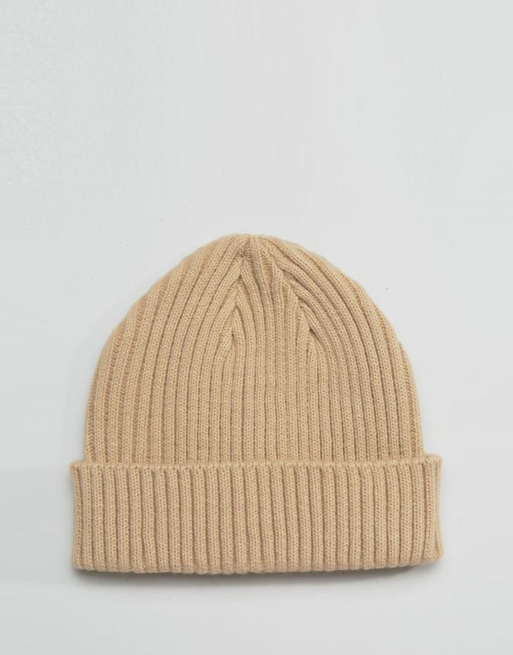 Gregorys Ribbed Beanie Stone - Beige
