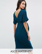 Asos Maternity Smart Dress With V Back - Blue
