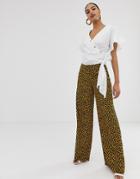 In The Style Leopard Print Wide Leg Pants - Multi