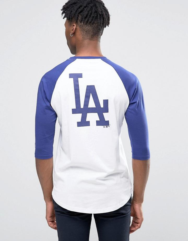 New Era La Dodgers Athletics 3/4 Sleeve Raglan T-shirt - White