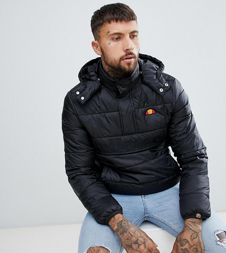 Ellesse Filardi Padded Overhead Jacket In Black - Gold