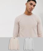 Asos Design Muscle Sweatshirt 2 Pack Gray Marl/beige - Multi
