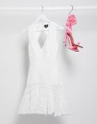 Bardot Lace Mini Dress With Flippy Hem In Ivory-white