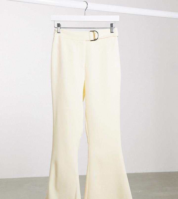 4th & Reckless Petite Exclusive Tailored Pant With Belt In Cream-white
